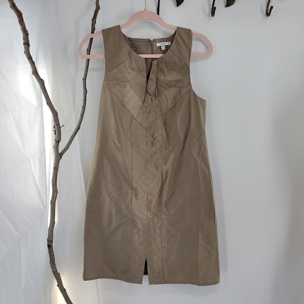 Calypso st Barth raw silk shift dress khaki small
